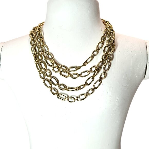 Authentic Premier Designs SAVANNAH Necklace Retired Goldtone Triple Strand - Picture 4 of 9
